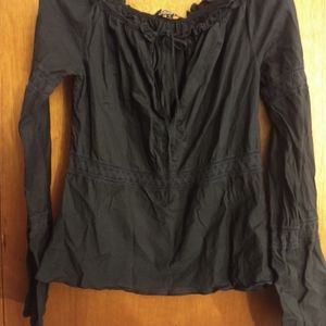 Navy blue cotton bohemian top, size large